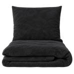 Plush Bedding Set “Minky Black”. Plush Bedding, 200x220 cm. Black plush bedding set with a deep, elegant tone.
