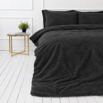 Plush Bedding Set “Minky Black”. Plush Bedding, 200x220 cm. Luxurious black plush bedding set adding sophistication to the bedroom.