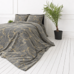 Plush Bedding Set “Minky Gilded Grey”. Plush Bedding, 200x220 cm. Grey bedding set with an abstract golden marble pattern. Plush Bedding Set “Minky Gilded Grey”. Plush Bedding, 200x220 cm. Grey bedding set with an abstract golden marble pattern.