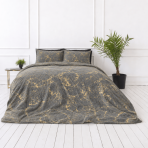 Plush Bedding Set “Minky Gilded Grey”. Plush Bedding, 200x220 cm. Deep grey bedding with a contrasting golden veined design. Plush Bedding Set “Minky Gilded Grey”. Plush Bedding, 200x220 cm. Deep grey bedding with a contrasting golden veined design.