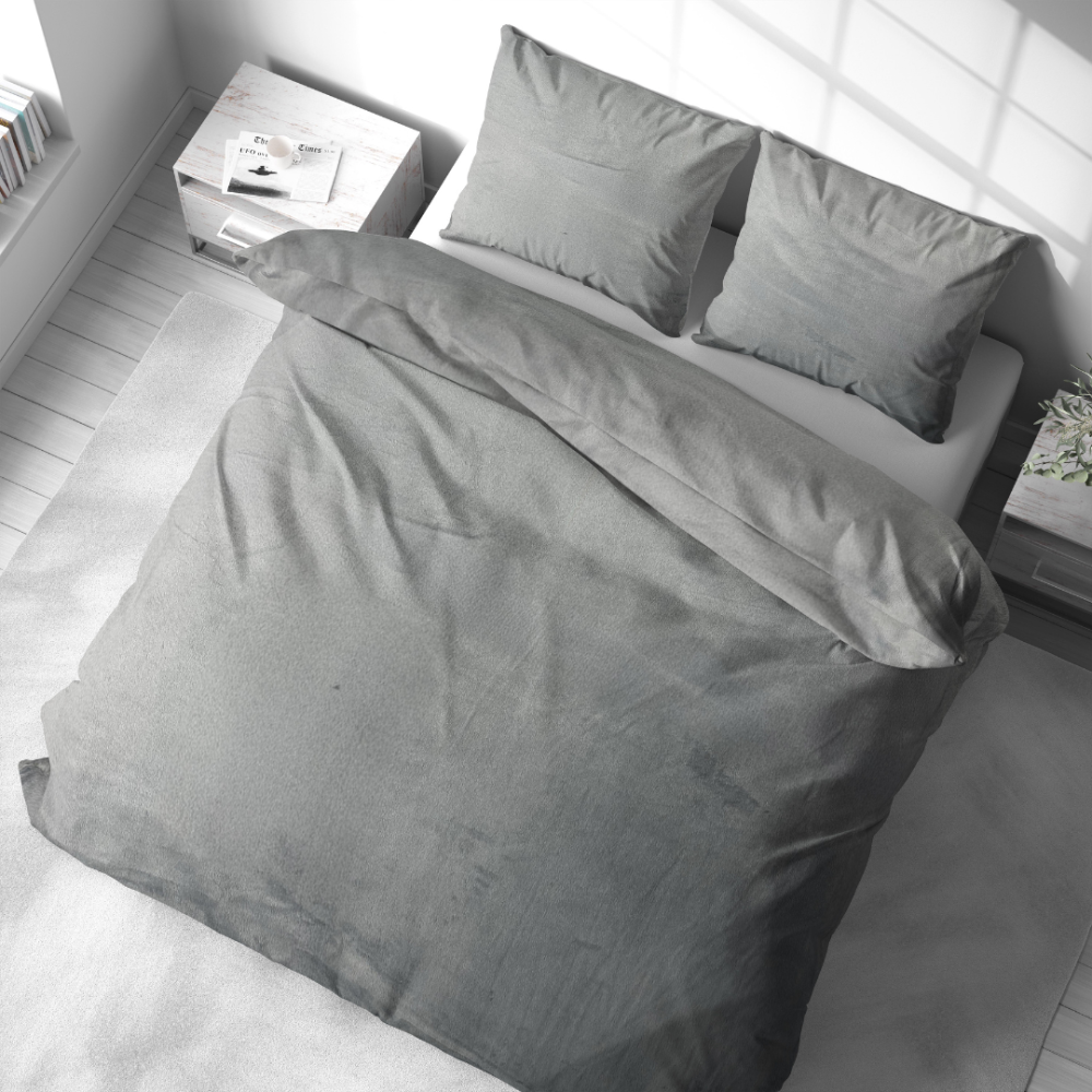 Plush Bedding Set “Minky Grey Solid”. Gray bedding sets, 200x220 cm