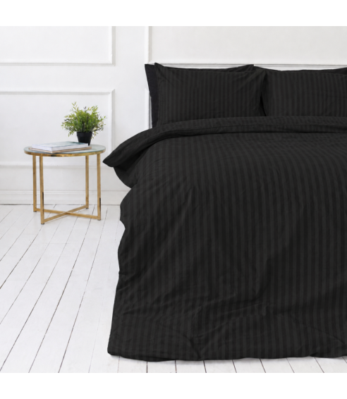 Premium Sateen Bedding Set „Black Stripe Sateen“. Satin bedding sets
