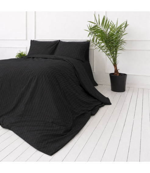 Premium Sateen Bedding Set „Black Stripe Sateen“. Satin bedding sets