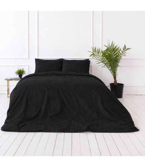 Premium Sateen Bedding Set „Black Stripe Sateen“. Satin bedding sets