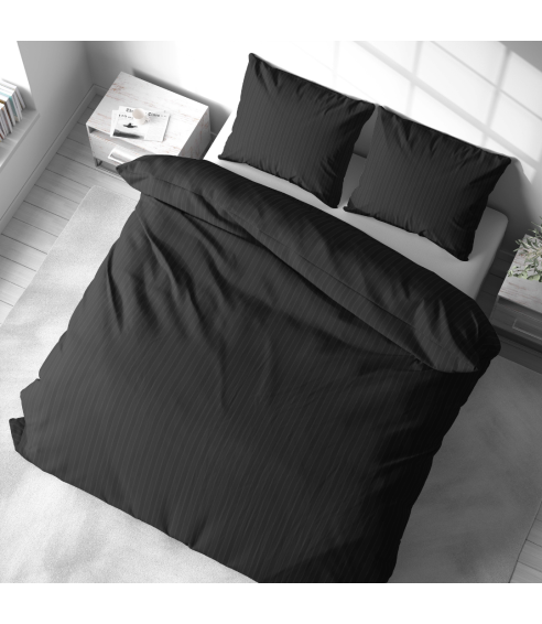 Premium Sateen Bedding Set „Black Stripe Satin“. Satin bedding sets