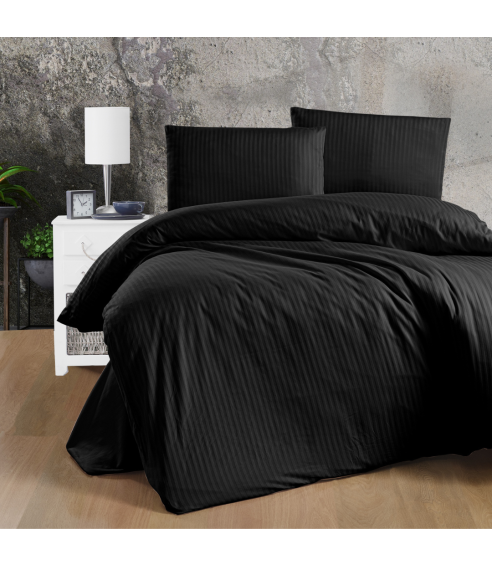Premium Sateen Bedding Set „Black Stripe“. Satin bedding sets