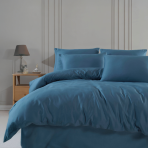 Premium Sateen Bedding Set „Blue stone“. Bedding sets 135x200, 140x200 cm, 200x200 cm, 200x220 cm. Soft blue bedding set, offering a calm and serene atmosphere for a peaceful night's sleep.