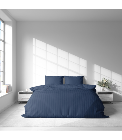 Premium Sateen Bedding Set „Blue Stripe Satin“. Satin bedding sets