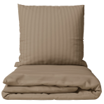 Premium Sateen Bedding Set „Brandy Stripe Sateen“. Bedding sets 150x200, 140x200 cm, 150x200 cm, 160x200 cm, 180x200 cm, 200x200 cm, 200x220 cm, 220x240 cm. Brown bedding set with a subtle narrow stripe pattern
