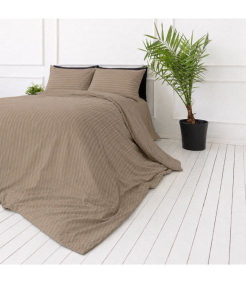 Premium Sateen Bedding Set „Brandy Stripe Sateen“. Satin bedding sets