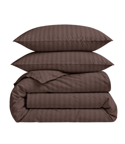 Premium Sateen Bedding Set „Brown Stripe Sateen“. Satin bedding sets