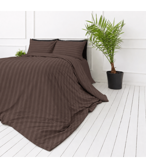 Premium Sateen Bedding Set „Brown Stripe Sateen“. Satin bedding sets