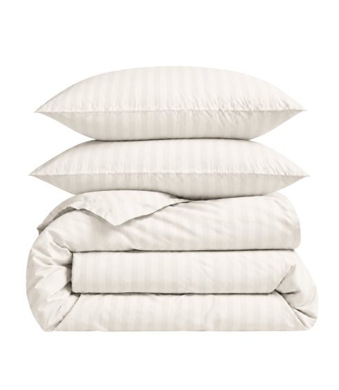 Premium Sateen Bedding Set „Snow White Stripe Sateen“. Satin bedding sets