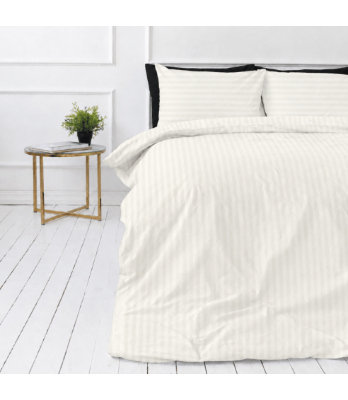 Premium Sateen Bedding Set „Snow White Stripe Sateen“. Satin bedding sets