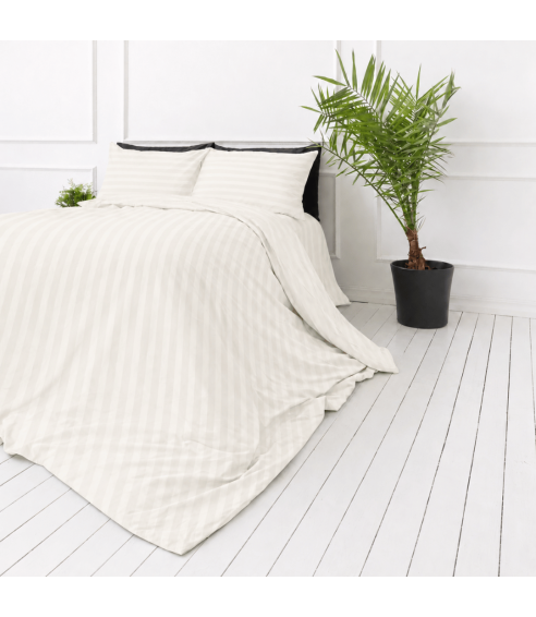 Premium Sateen Bedding Set „Snow White Stripe Sateen“. Satin bedding sets