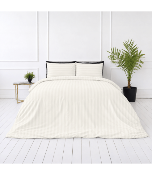 Premium Sateen Bedding Set „Snow White Stripe Sateen“. Satin bedding sets