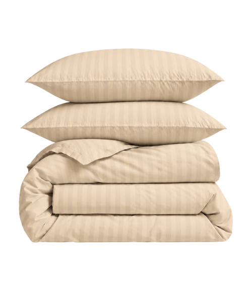 Premium Sateen Bedding Set „Champagne Stripe Sateen“. Satin bedding sets