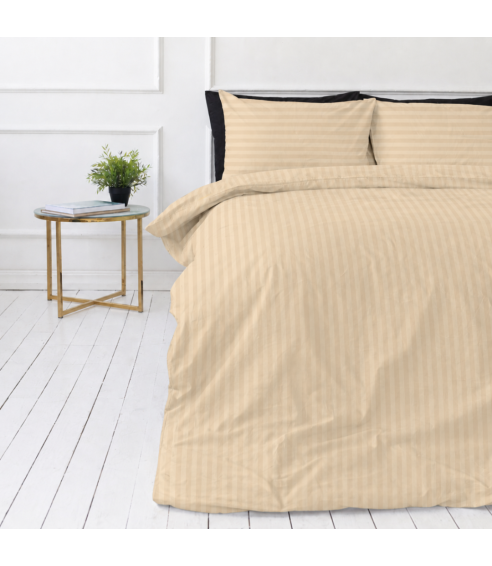 Premium Sateen Bedding Set „Champagne Stripe Sateen“. Satin bedding sets