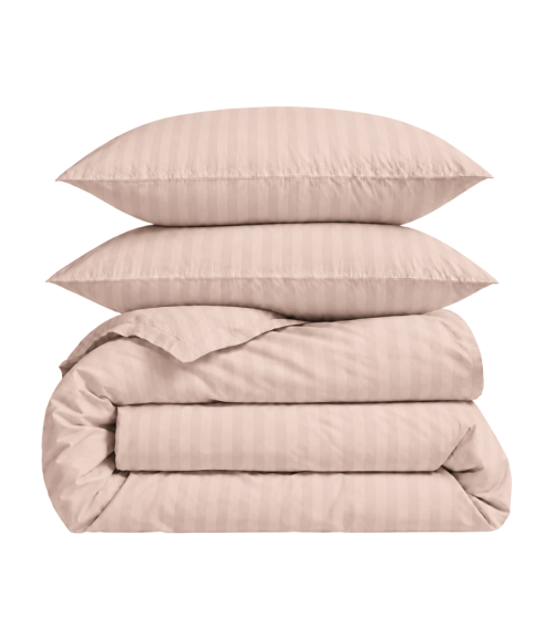 Premium Sateen Bedding Set „Classic Coffee Stripe Sateen“. Satin bedding sets