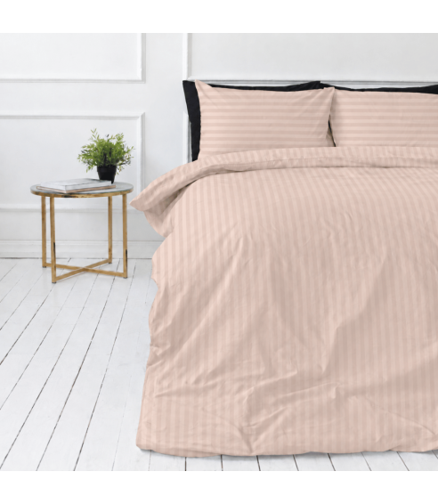 Premium Sateen Bedding Set „Classic Coffee Stripe Sateen“. Satin bedding sets