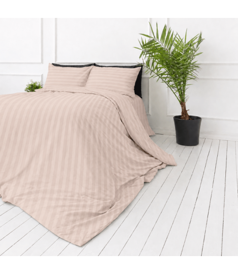 Premium Sateen Bedding Set „Classic Coffee Stripe Sateen“. Satin bedding sets