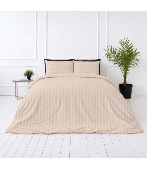 Premium Sateen Bedding Set „Classic Coffee Stripe Sateen“. Satin bedding sets