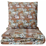 Premium Sateen Bedding Set „Coralline Mirage“. Bedding sets 150x200, 140x200 cm, 150x200 cm, 160x200 cm, 180x200 cm, 200x200 cm, 200x220 cm. Brown-toned bedding set with seashell pattern