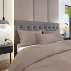 Premium Sateen Bedding Set „Dark ecru“. Brown bedding sets, 140x200 cm, 150x200 cm, 160x200 cm, 180x200 cm, 200x200 cm, 200x220 cm, 220x240 cm