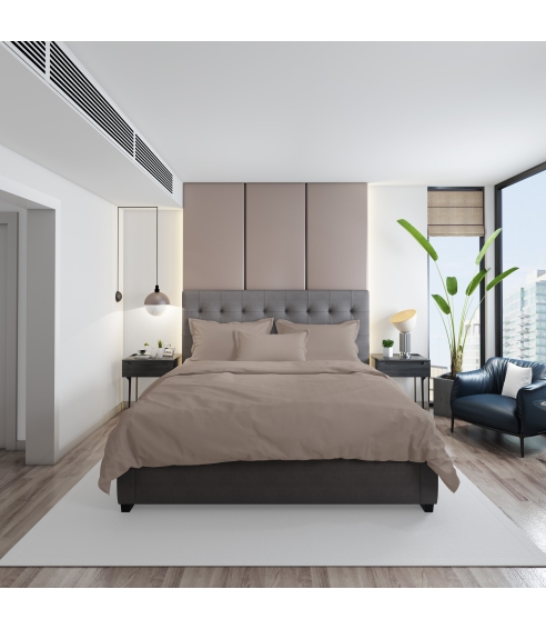 Premium Sateen Bedding Set „Dark ecru“. Satin bedding sets