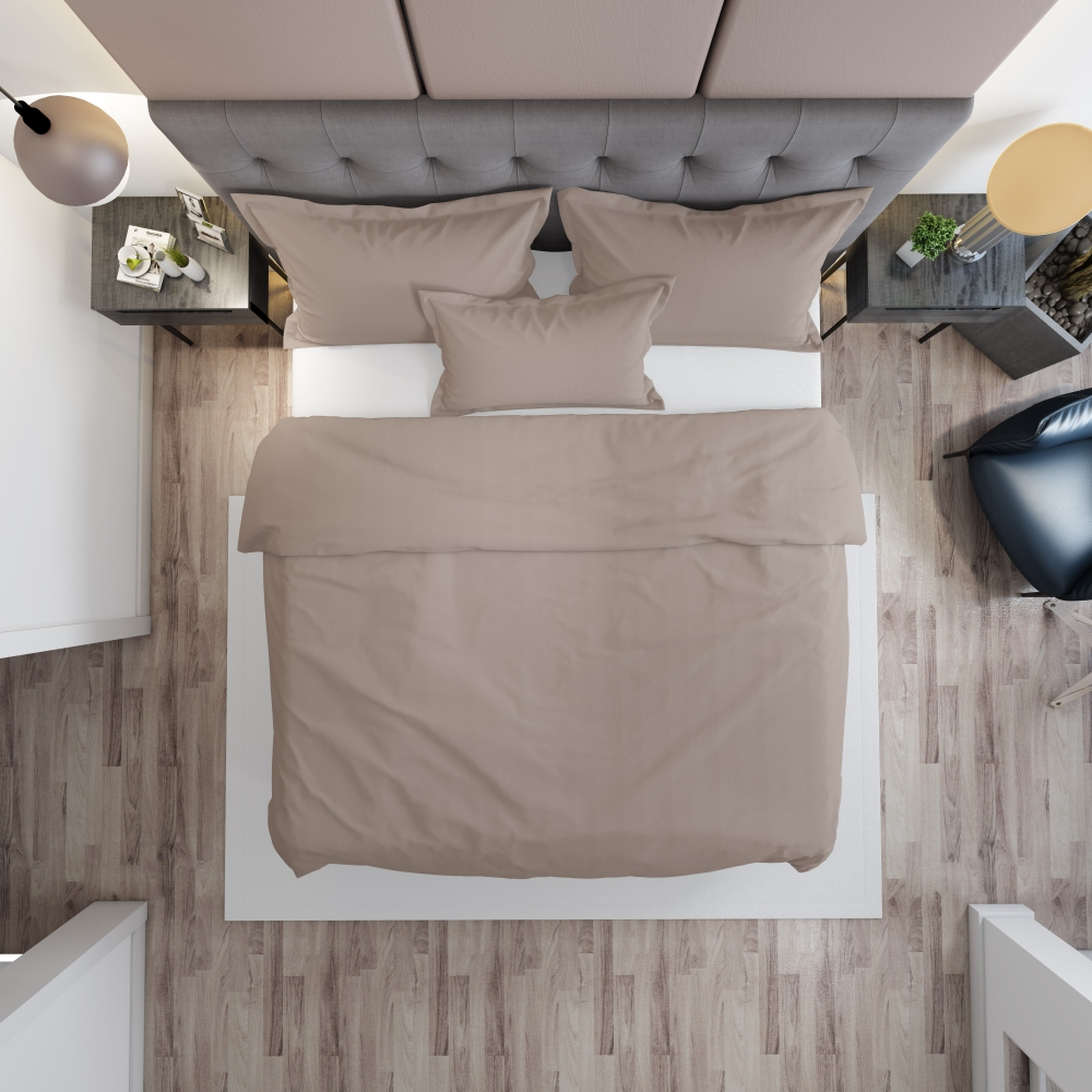 Premium Sateen Bedding Set „Dark ecru“. Brown bedding sets, 140x200 cm, 150x200 cm, 160x200 cm, 180x200 cm, 200x200 cm, 200x220 cm, 220x240 cm