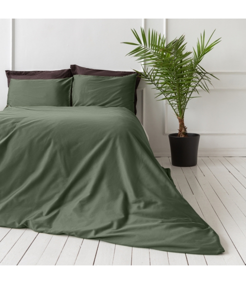 Premium Sateen Bedding Set „Dark green“. Satin bedding sets
