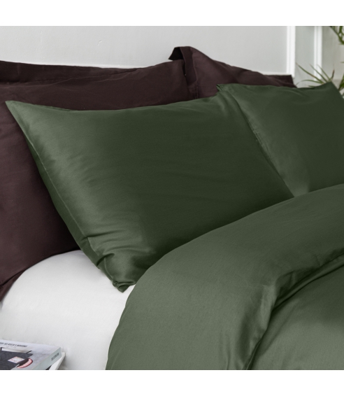 Premium Sateen Bedding Set „Dark green“. Satin bedding sets