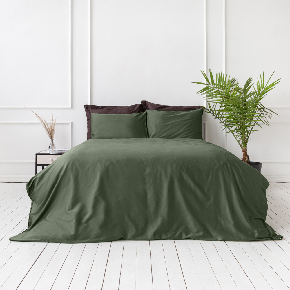 Premium Sateen Bedding Set „Dark green“. Bedding sets 135x200, 140x200 cm, 200x200 cm, 200x220 cm