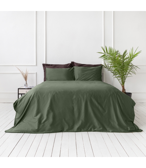 Premium Sateen Bedding Set „Dark green“. Satin bedding sets