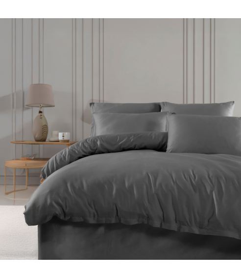 Premium Sateen Bedding Set „Dark Grey satin“. Satin bedding sets