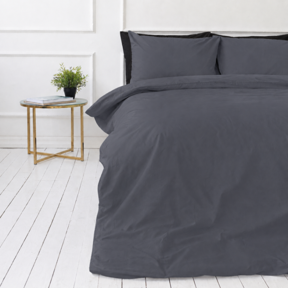 Premium Sateen Bedding Set „Dark Grey sateen“. Mako cotton sateen bedding, 140x200 cm, 150x200 cm, 160x200 cm, 180x200 cm, 200x200 cm, 200x220 cm, 220x240 cm