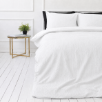 Muslin bedding set „White muslin“. Bedding sets, 140x200 cm, 200x200 cm, 200x220 cm. Solid white bedding set made from soft muslin