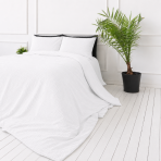 Muslin bedding set „White muslin“. Bedding sets, 140x200 cm, 200x200 cm, 200x220 cm. White muslin bedding with a subtly textured surface