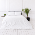 Muslin bedding set „White muslin“. Bedding sets, 140x200 cm, 200x200 cm, 200x220 cm. Minimalist white bedding set with a light muslin texture