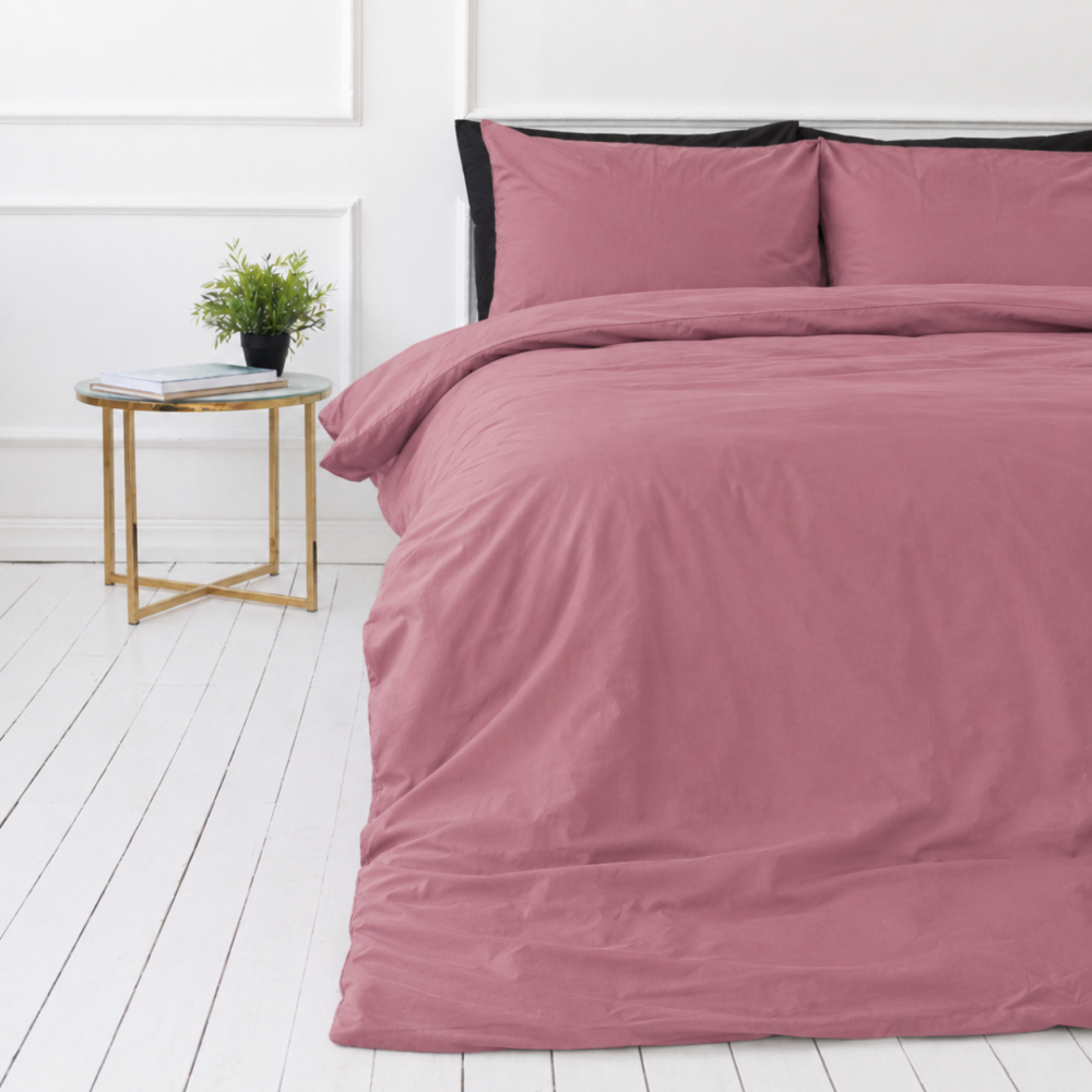 Premium Sateen Bedding Set „Grape sateen“. Mako cotton sateen bedding, 140x200 cm, 150x200 cm, 160x200 cm, 180x200 cm, 200x200 cm, 200x220 cm, 220x240 cm. Mauve pink bedding with a subtle and elegant look