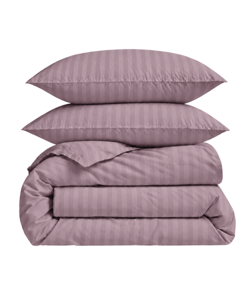 Premium Sateen Bedding Set „Grape Stripe Sateen“. Satin bedding sets