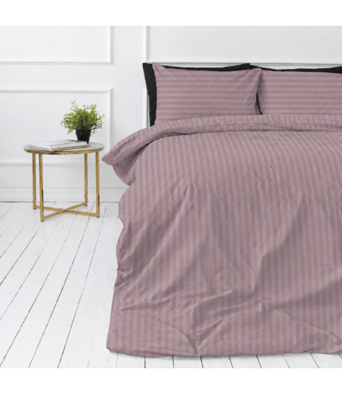 Premium Sateen Bedding Set „Grape Stripe Sateen“. Satin bedding sets