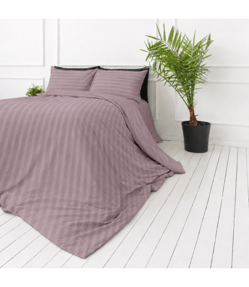Premium Sateen Bedding Set „Grape Stripe Sateen“. Satin bedding sets