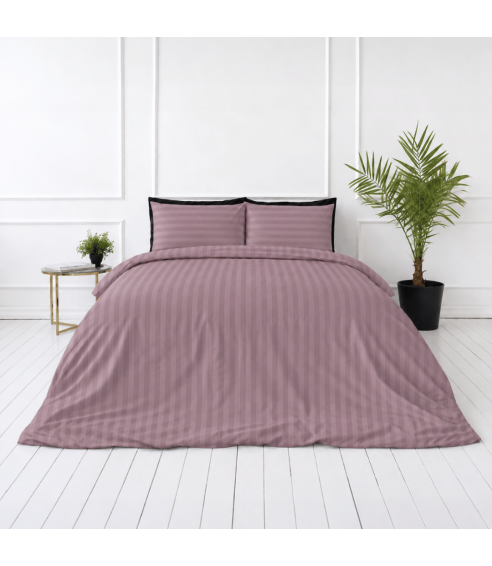 Premium Sateen Bedding Set „Grape Stripe Sateen“. Satin bedding sets