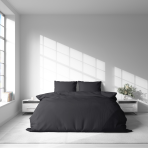 Premium Sateen Bedding Set „Graphite Satin“. Bedding sets 135x200, 140x200 cm, 200x200 cm, 200x220 cm. Bedding set with a subtle design in deep gray color.