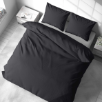 Premium Sateen Bedding Set „Graphite Satin“. Bedding sets 135x200, 140x200 cm, 200x200 cm, 200x220 cm. Classic dark gray cotton bedding set.