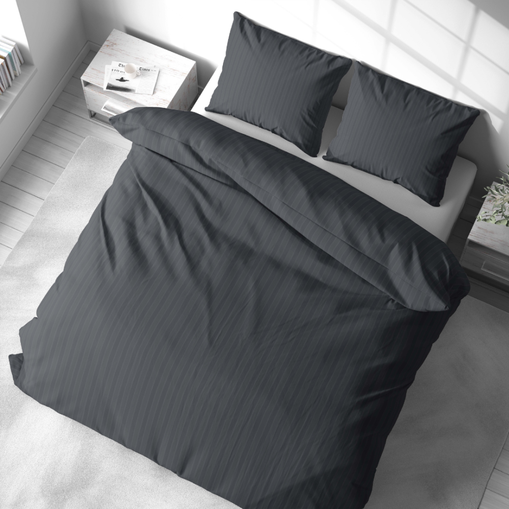 Premium Sateen Bedding Set „Graphite Stripe Satin“. Bedding sets 135x200, 140x200 cm, 200x200 cm