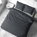 Premium Sateen Bedding Set „Graphite Stripe Satin“. Bedding sets 135x200, 140x200 cm, 200x200 cm