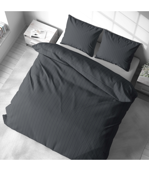 Premium Sateen Bedding Set „Graphite Stripe Satin“. Satin bedding sets