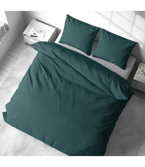 Premium Sateen Bedding Set „Green Stripe Satin“. Satin bedding sets